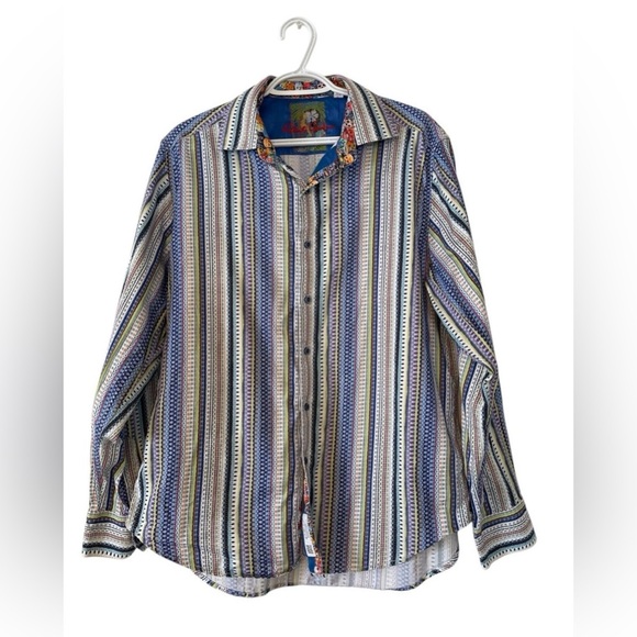 Robert Graham Embroidered Flip Cuff Dress Shirt~Skulls~Mens Size Large - L - Picture 1 of 12